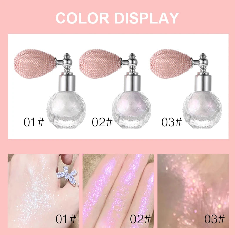 Glitter Body Powder Highlighter Spray for Face & Body - Sparkling Makeup Shine