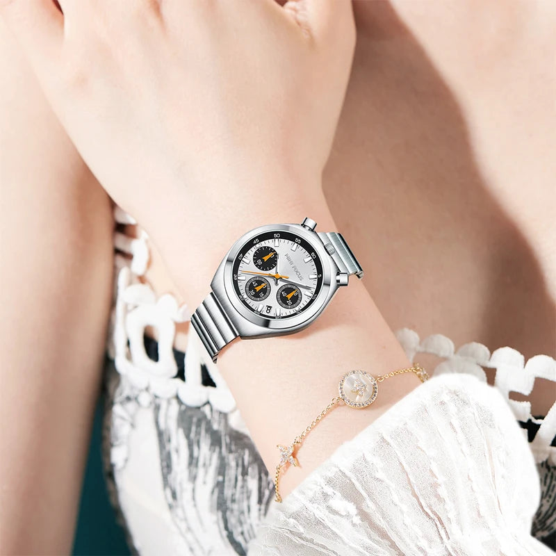 Luxury Women's Quartz Watch with Stainless Steel Strap - Multifunctional Business Style