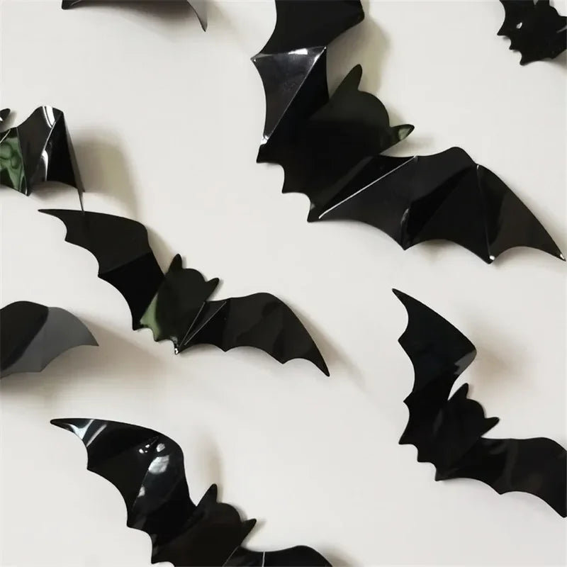Halloween 3D Bat Wall Stickers - Removable Creepy Decor for Party & Home