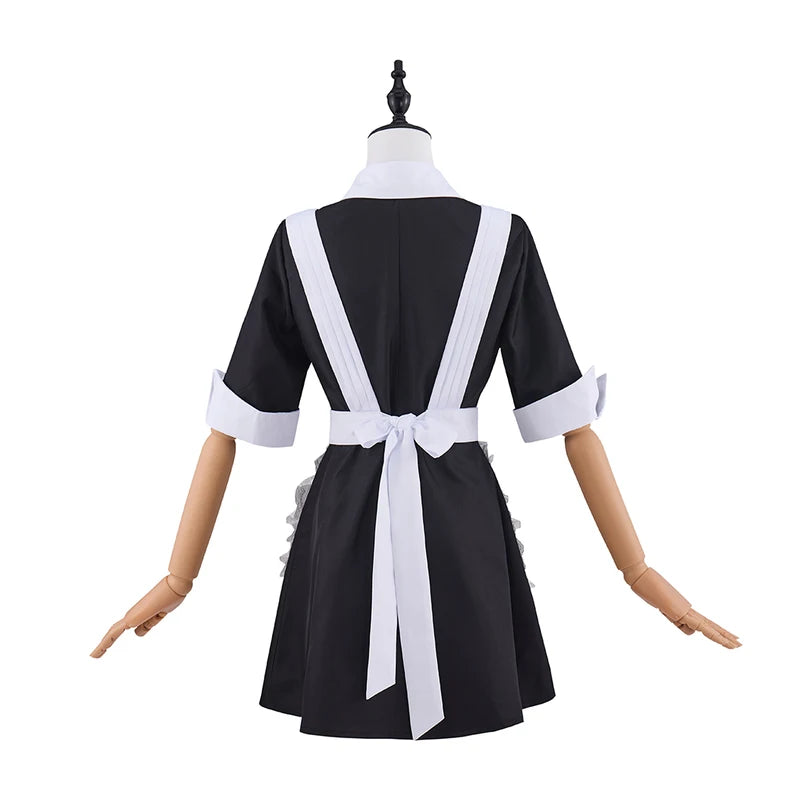 Magenta Rocky Horror Costume Maid Dress with Apron for Halloween Party Disguise
