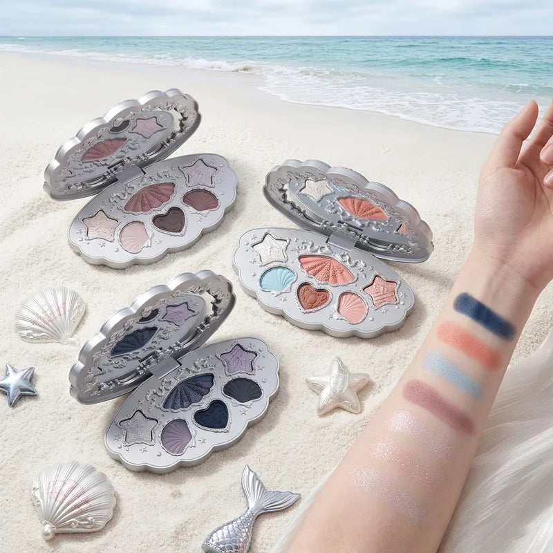 Flower Knows Shells Eye Shadow Palette 6 Colors Matte Shimmer Long Lasting Makeup
