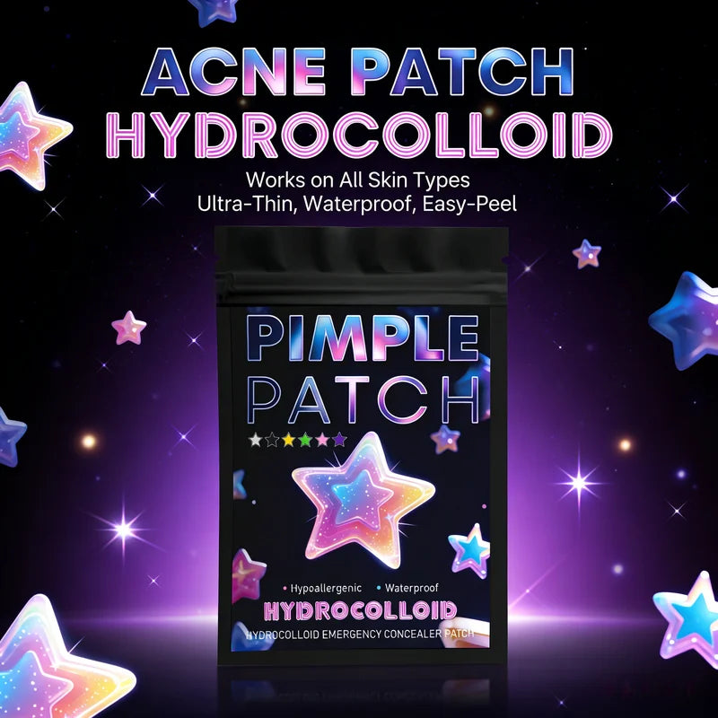 Rainbow Star Acne Patches Set - Hydrocolloid Invisible Pimples Cover, Multi-Size, Gentle & Travel Ready