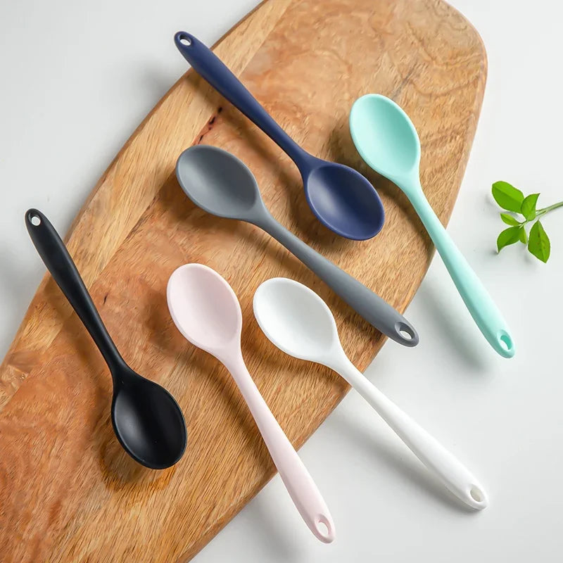 3pcs Silicone Soup Spoons Kitchen Mixing Ladles Non-Slip Cooking Utensils