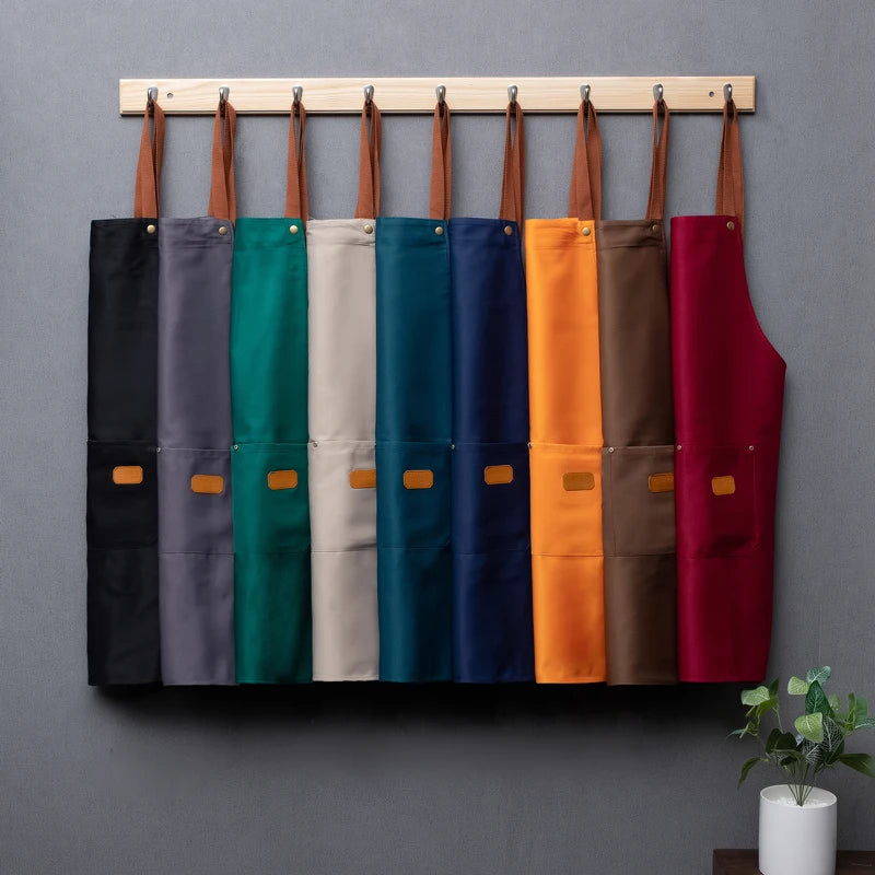 Custom Embroidered Waterproof Kitchen Apron with Pockets for Home Cooking & Baking