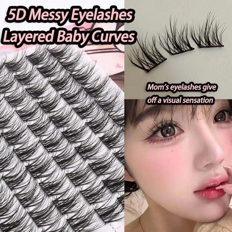 DIY Fluffy Eyelash Clusters Set - Natural Volume Lash Extensions, 10 Rows