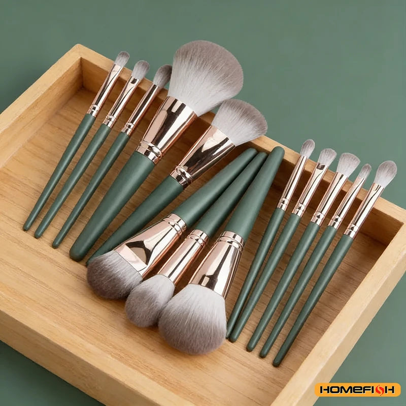 14-Piece Soft Fluffy Makeup Brush Set for Face Eyes & Powder Application
