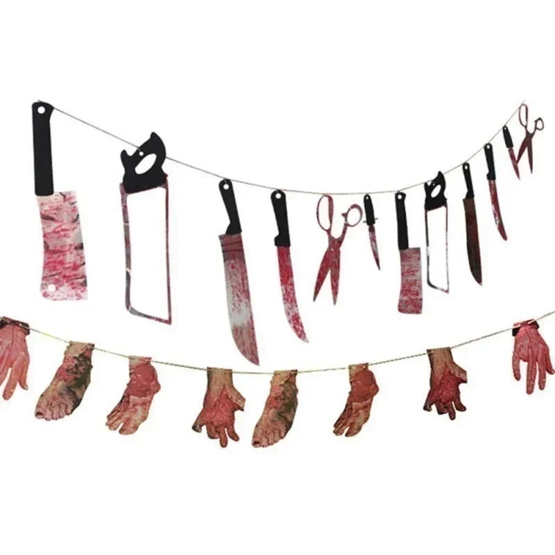 Halloween Decoration Bloody Weapons Garland Banner for Haunted House Party Supplies
