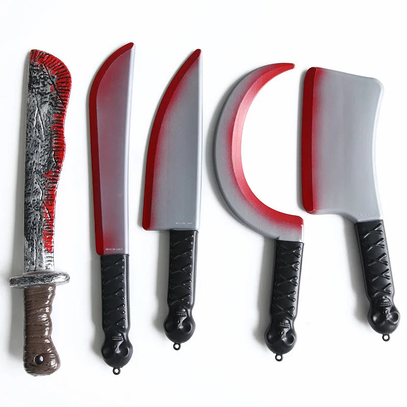 Halloween Bloody Toy Knife Prop for DIY Party Decorations Curved Plastic Knife