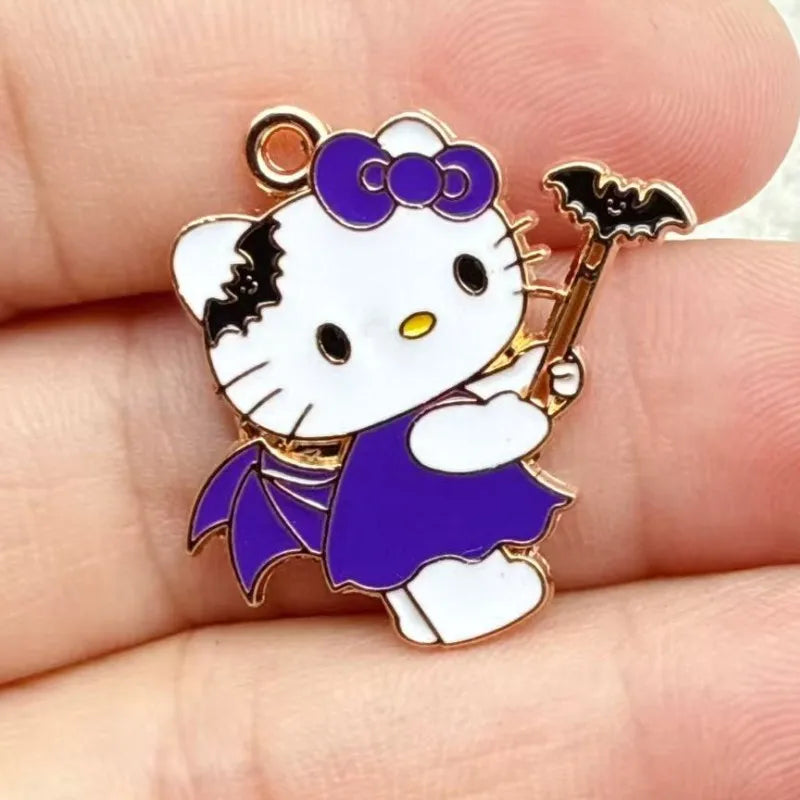 10pcs Creative Cute Cat Enamel Charms for DIY Jewelry Making Halloween Pendants