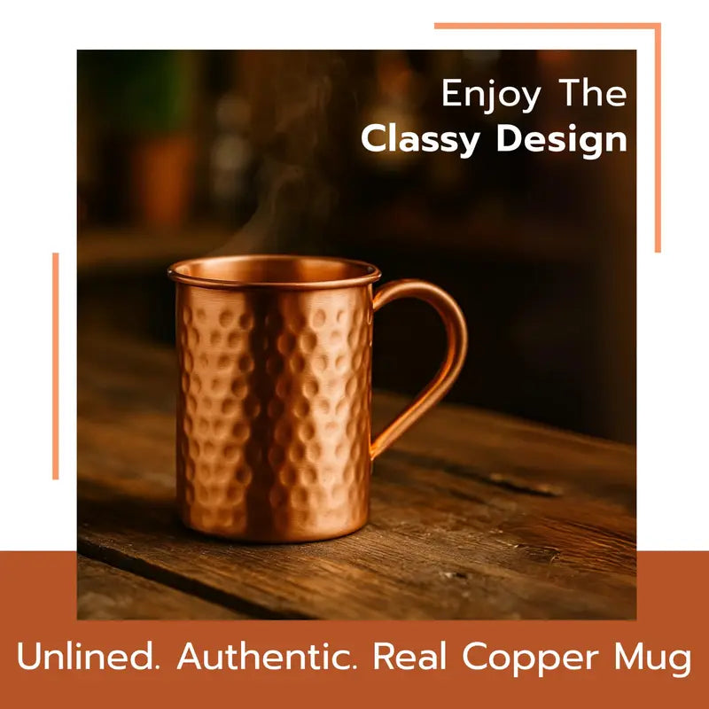 400ml Copper Mug Hammer Texture & Smooth Sanding Drinkware for Cocktails & Beer