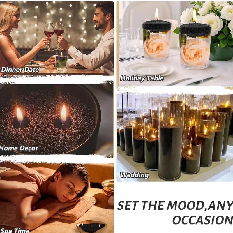White & Black Candle Sand with 10 Wicks - DIY Candle Making Supplies for Home Decor & Events