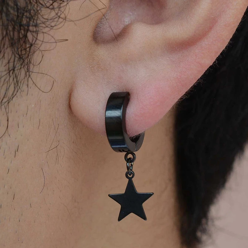 Fashion Punk Cross Star Non Piercing Ear Clip Jewelry for Men Women