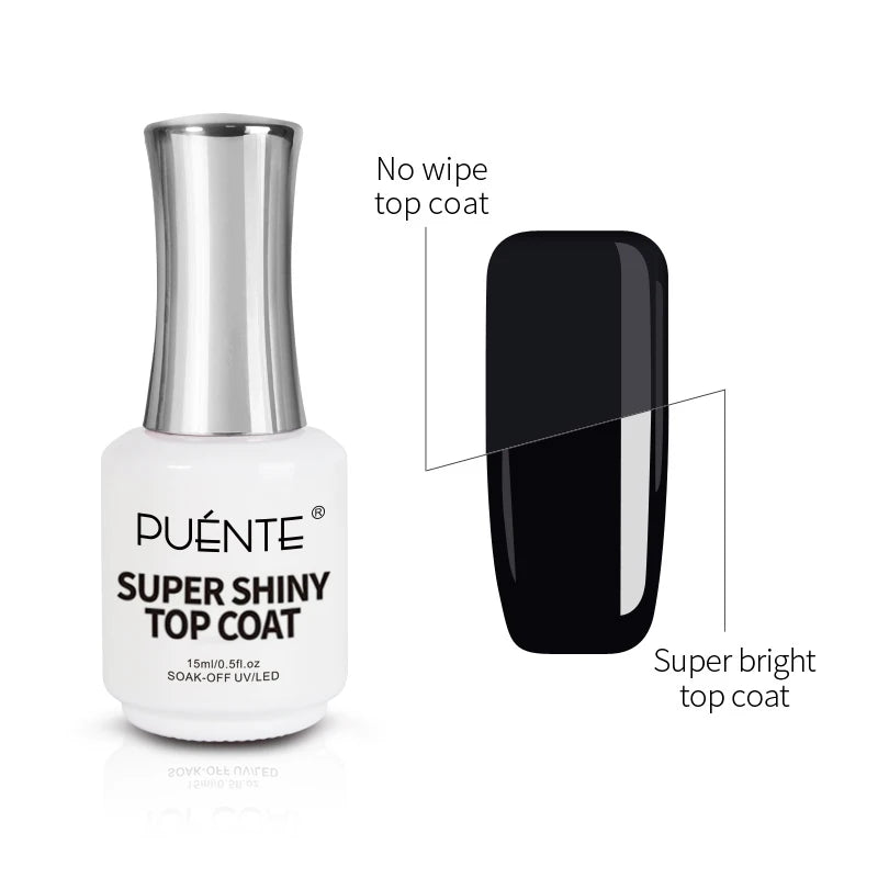 High Gloss No Wipe Top Coat Gel Nail Polish 15ML - Long-Lasting UV & LED Finish