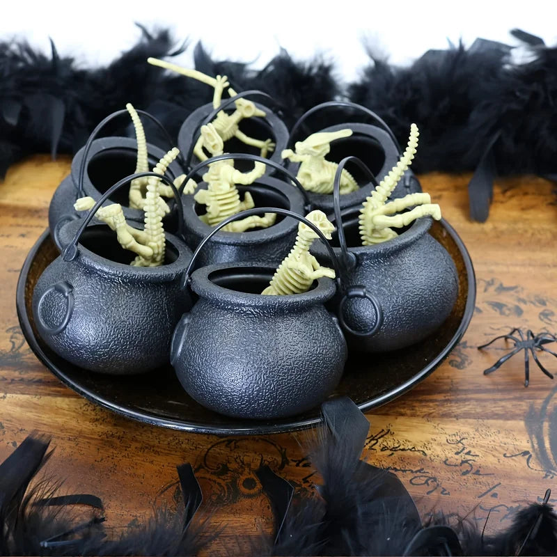 6pcs Halloween Witch Cauldron Candy Jars Mini Trick-or-Treat Decoration Props