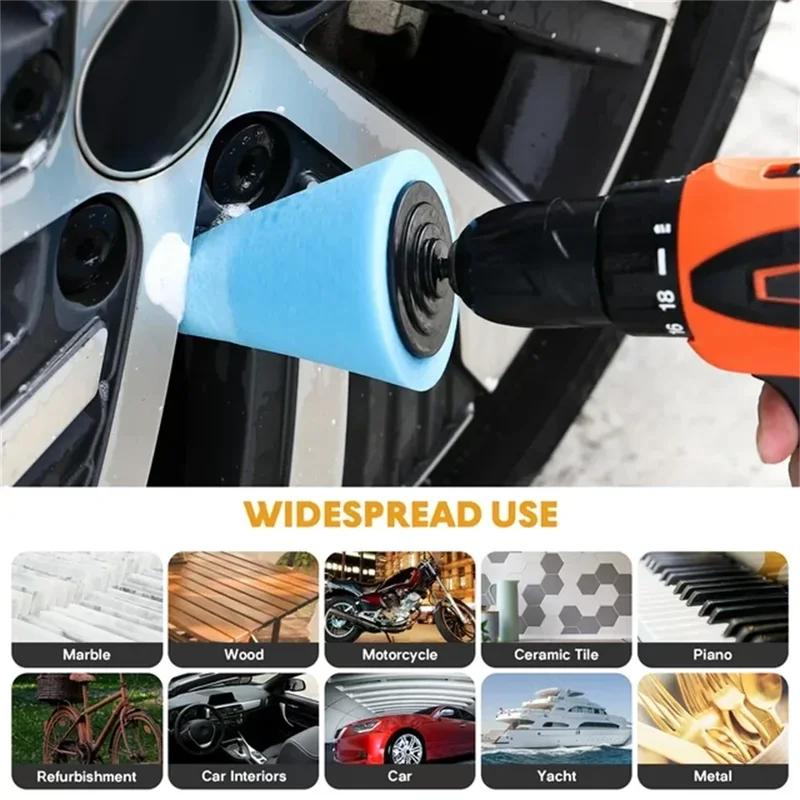 Car Wheel Polishing Sponge Cones Set - Metal & Plastic Grinding Heads