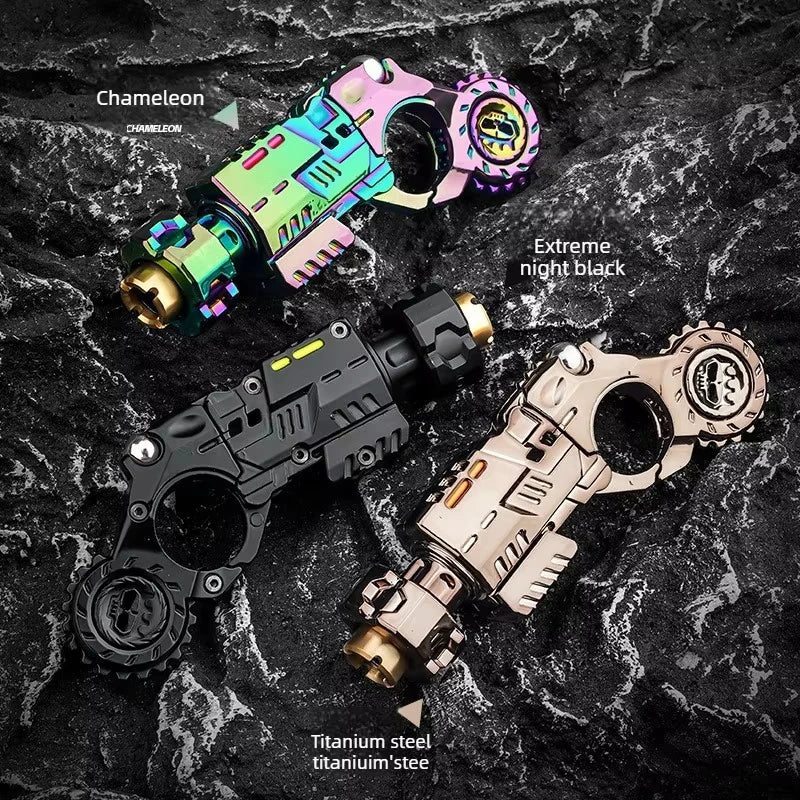 Mini Finger Spinning Top EDC Desk Gadget Stress Relief Toy Set - Alloy Pistol Style