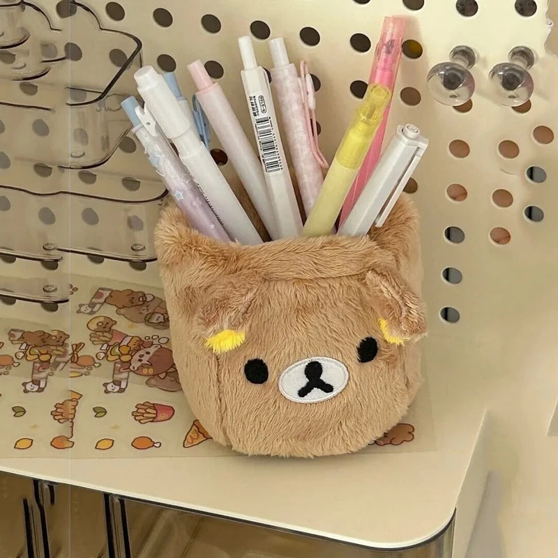 Plush Pencil Holder Makeup Organizer Kawaii Desk Accessories Gift