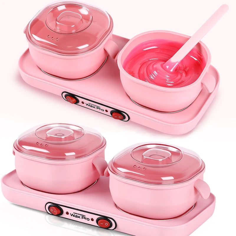 Double Wax Warmer for Hair Removal - Portable Home Salon Kit for Body and Face