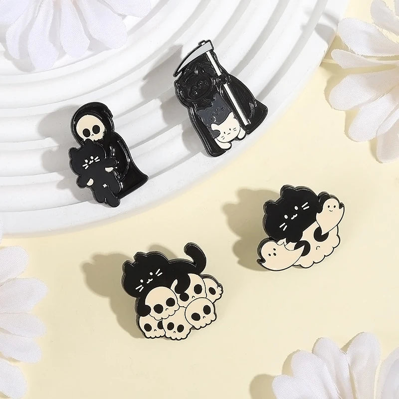 Halloween Pumpkin Animal Brooch Pins Enamel Jewelry Accessory