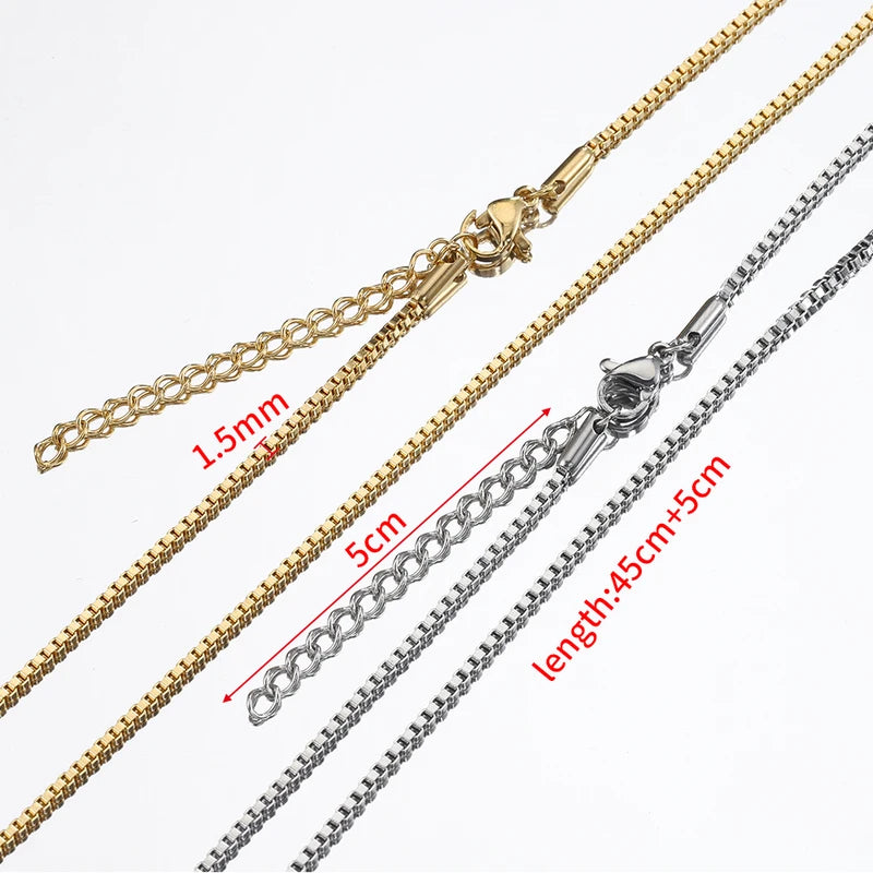 5pcs Stainless Steel Bead Chain Necklace Chains for DIY Jewelry Making