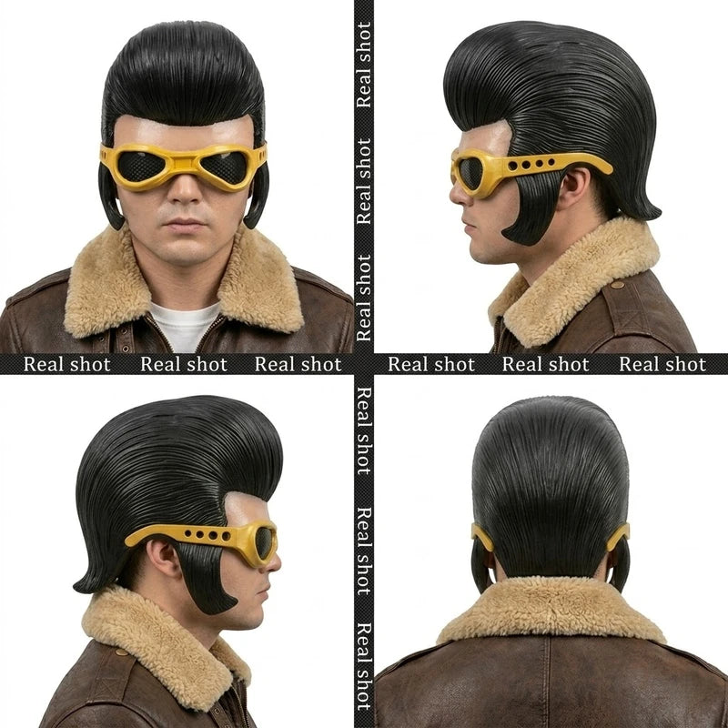 Elvis Presley Inspired Half Face Latex Mask Retro Rock & Roll Costume Prop for Halloween