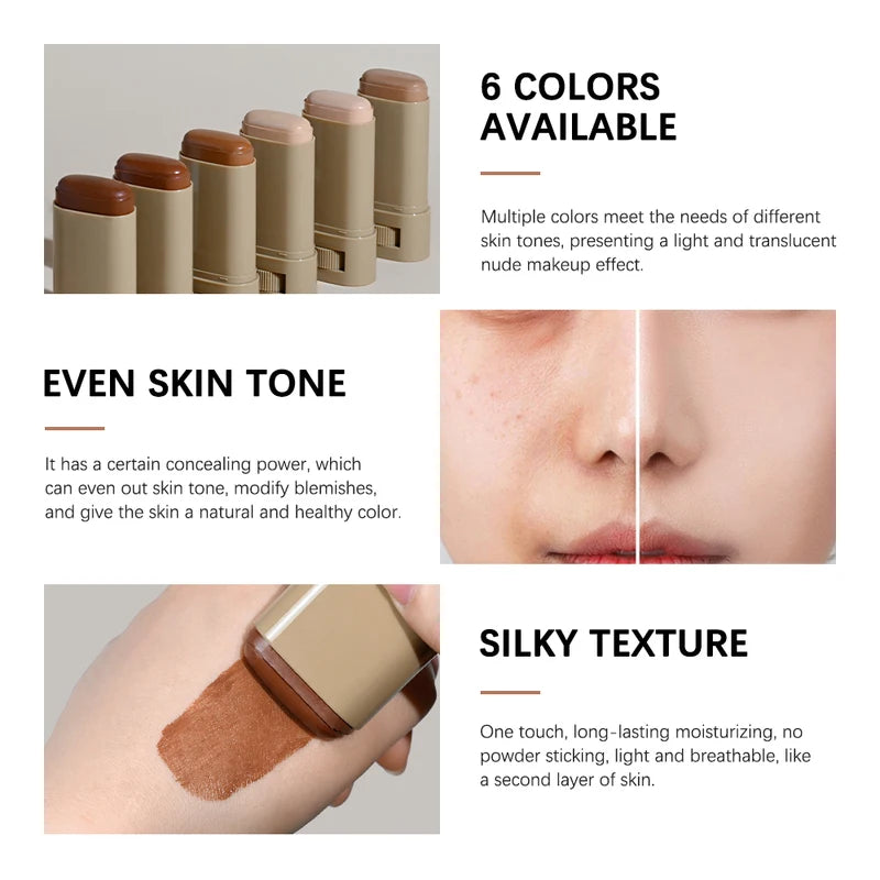 Eraser Foundation Stick - Moisturizing Skin Tinted Concealer for Travel & Daily Use