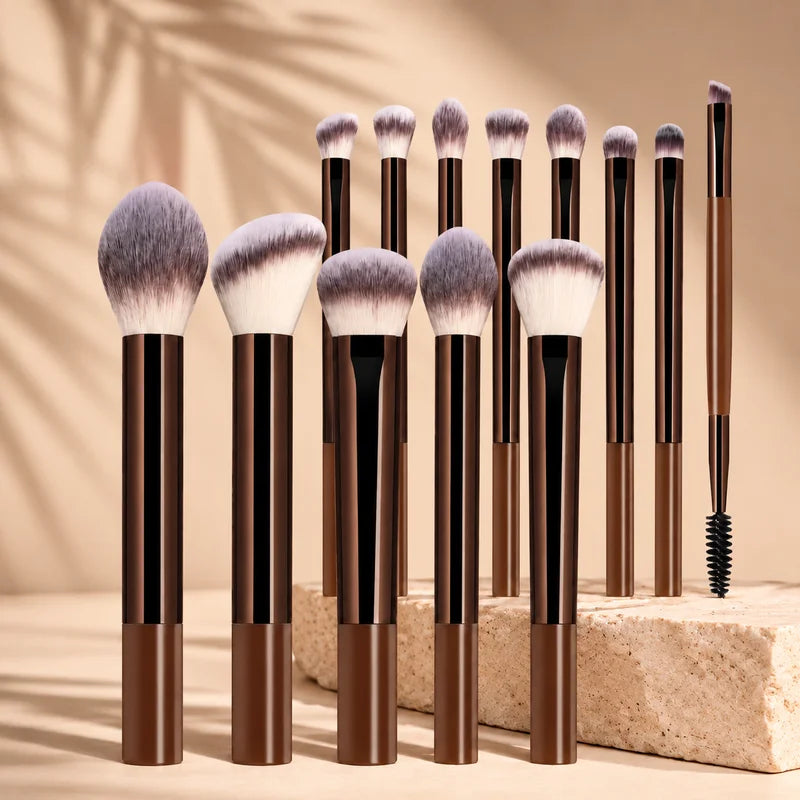 Professional Double-Ended Makeup Brush Set with Foundation, Blush, Eyeshadow & Contour Brushes