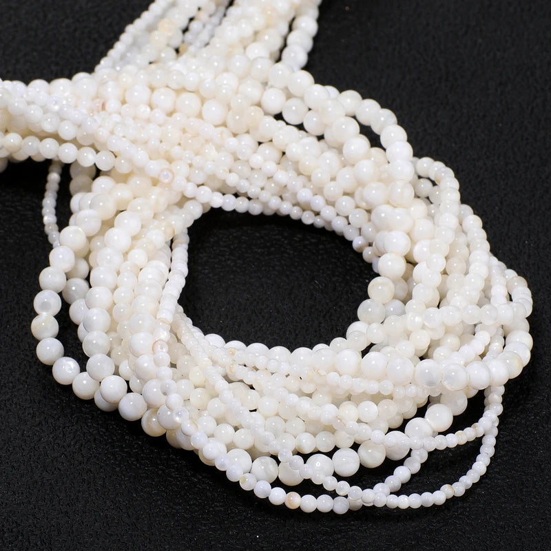 Natural White Freshwater Shell Pearl Beads for Jewelry Making - Round Spacer Beads