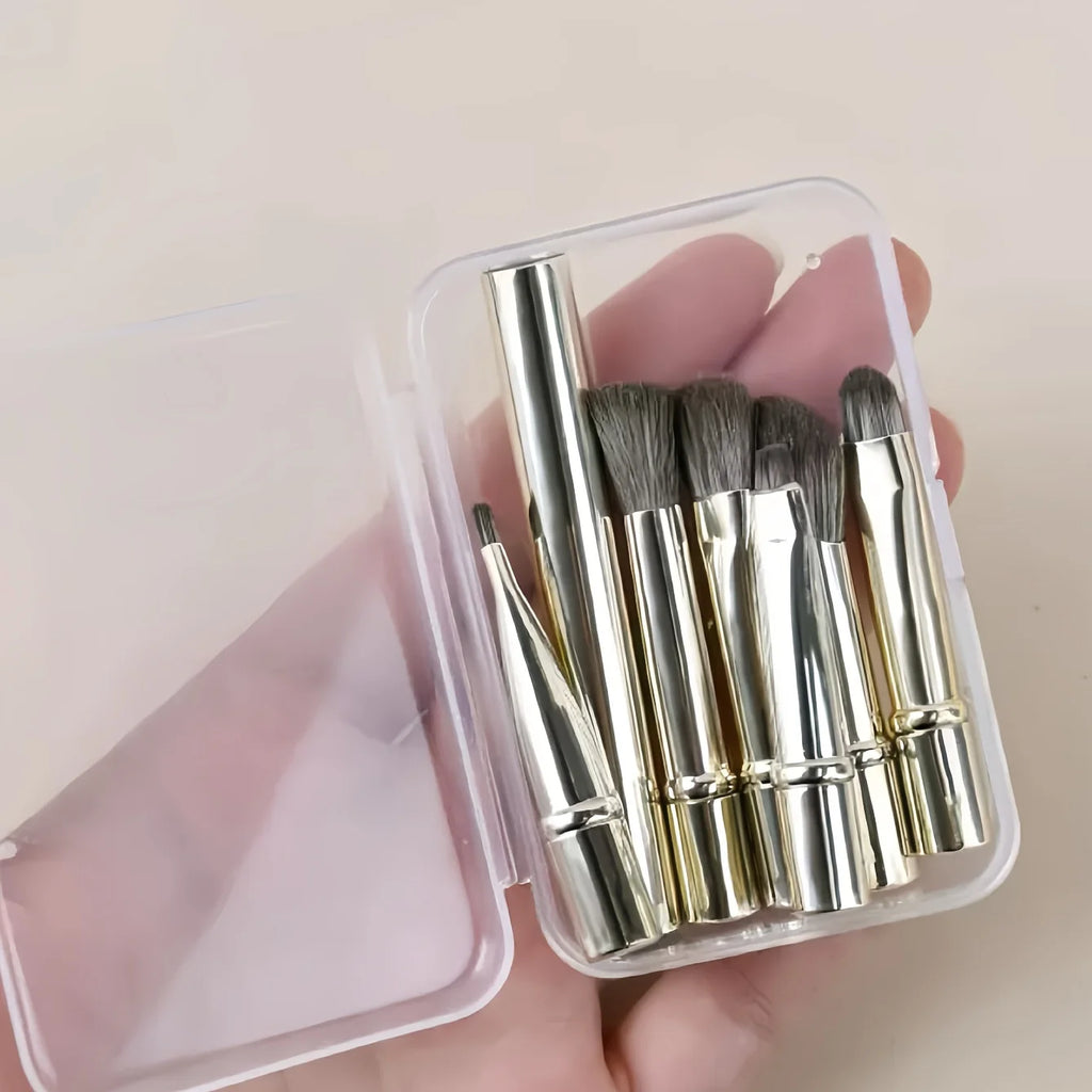 6-Piece Portable Makeup Brush Replacement Head Set with Nose Shadow Brush - Travel-Friendly