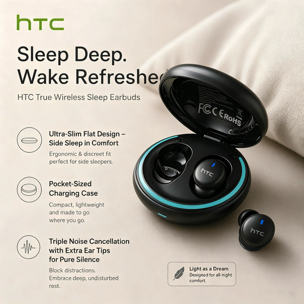 Wireless Bluetooth Earbuds with Mic Noise Reduction In-Ear Headphones