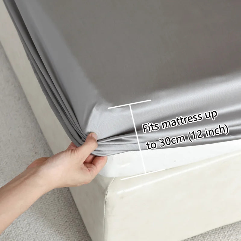 Luxury Natural Silk Fitted Sheet with Elastic Bed Cover Non-Slip Mattress Cover