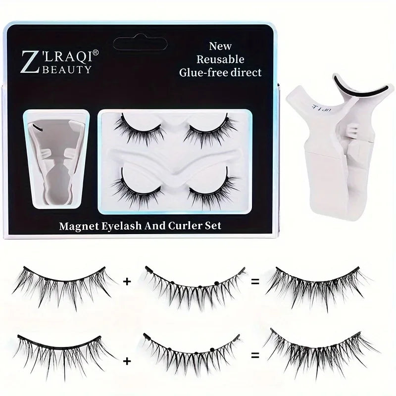 Magnetic Eyelashes Set - Natural Look, Reusable Double Pairs, Quick Glue-Free Installation