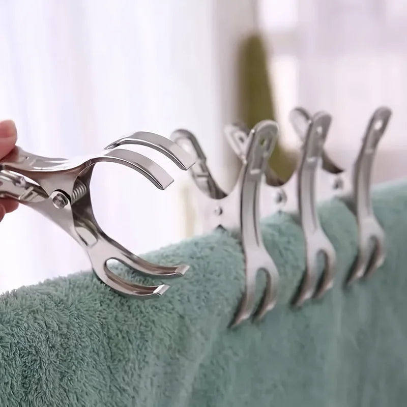 Stainless Steel Outdoor Clothes & Blanket Drying Clips - 6 Pack