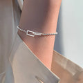 Geometric Square and Round Bead Bracelet for Women - Silver, Black & White Variants