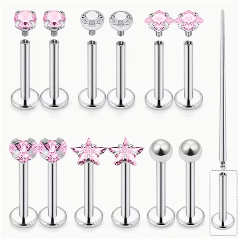 13Pcs Lip Labret Medusa Snake Bite Earrings Set - Stainless Steel Studs for Men Women
