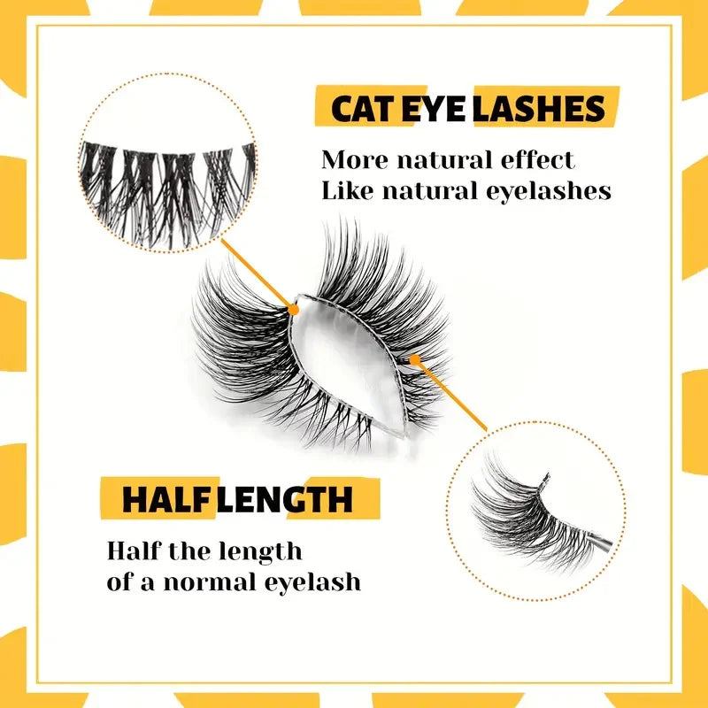 10 Pairs Wispy Cat Eye Faux False Eyelashes for Natural Glam Look