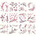 Waterproof Sakura Flower Tattoo Stickers for Body & Arm Art - 12 Sheets