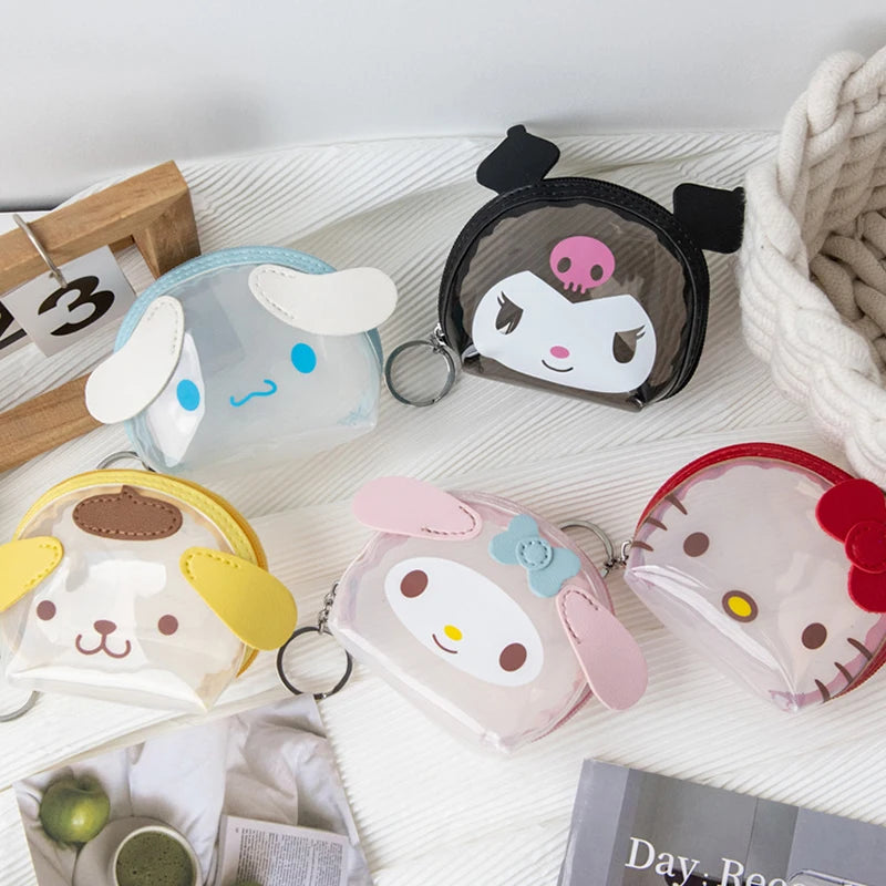 Kawaii Sanrio Cartoon PVC Transparent Storage Bag - Multi-Functional Organizer