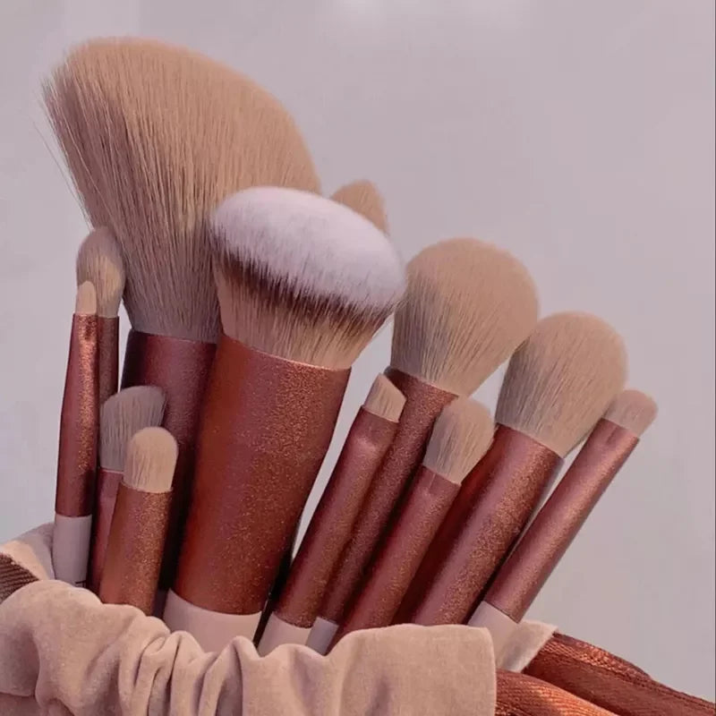 13-Piece Makeup Brush Set with Soft Synthetic Brushes for Eyeshadow & Foundation