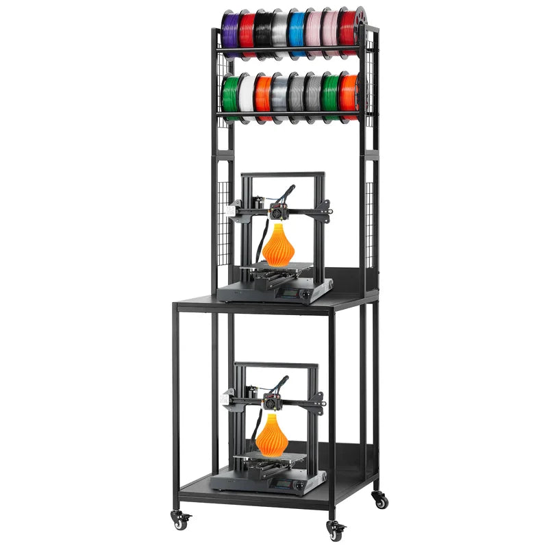 3D Printer Filament Storage Rack with Wheels - Multi-Tier Organizer for Office & Workshop