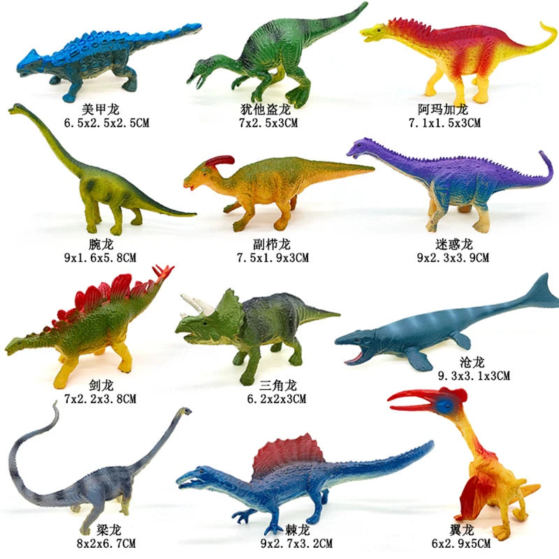12-Piece Dinosaur Toy Set - Realistic Plastic Models for Kids, Educational & Play