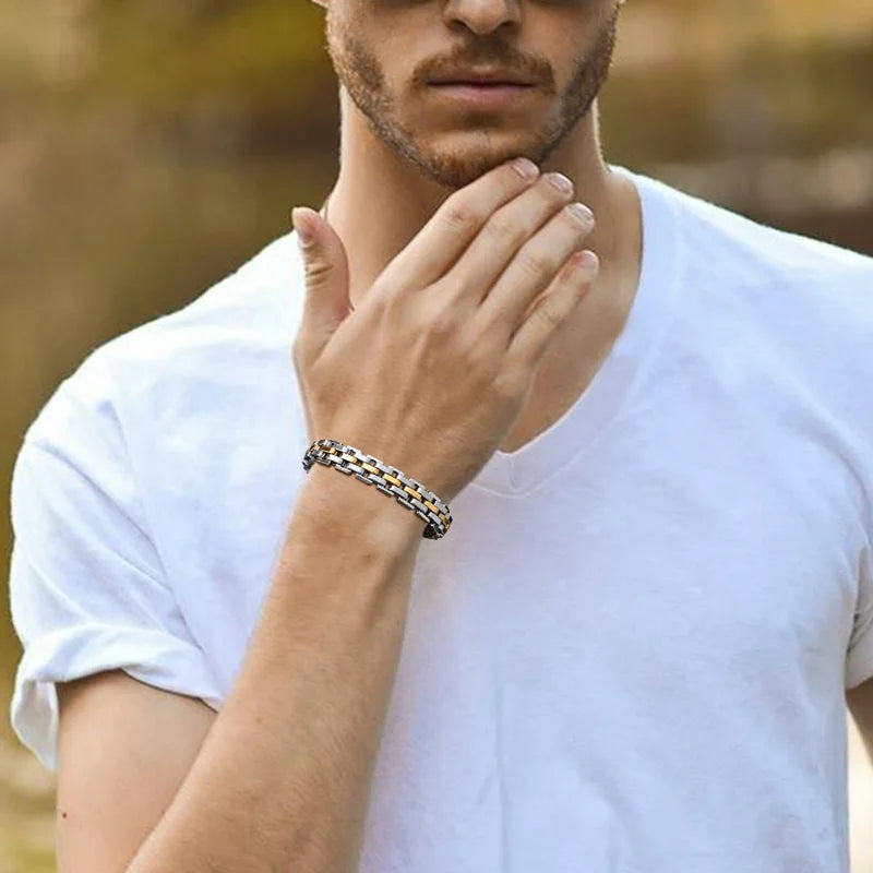 Men's Two Tone Stainless Steel Bracelet Jewelry for Men