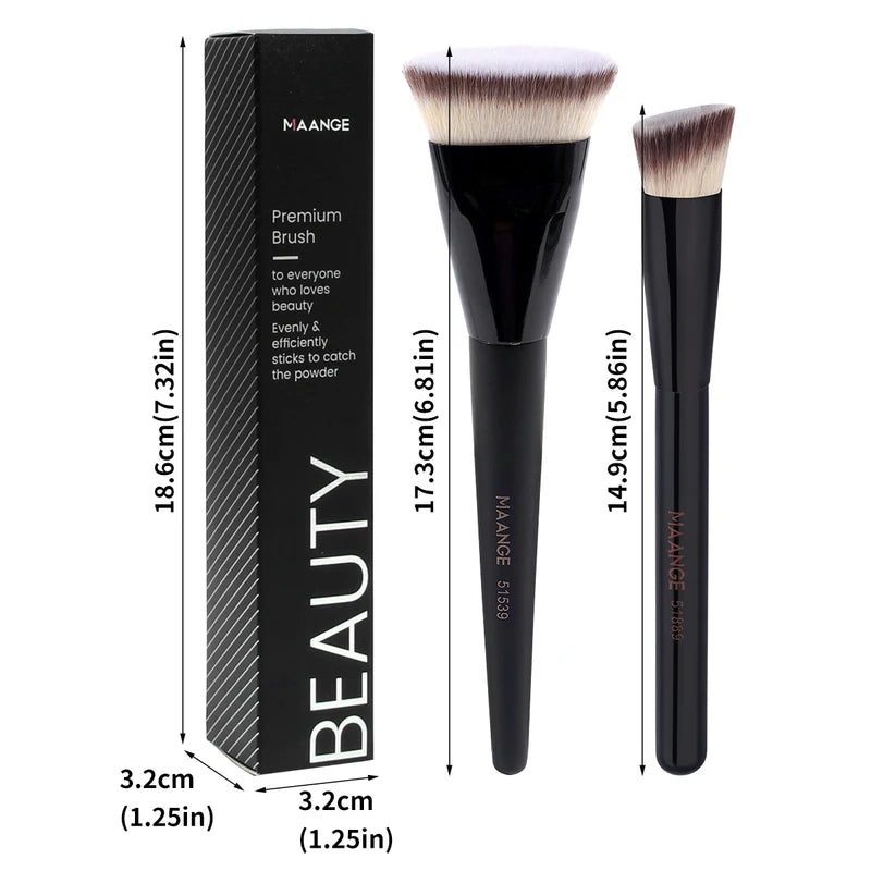 2Pcs Makeup Brush Set for Foundation, Concealer & Contouring - Synthetic Hair