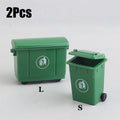 Mini Green Desktop Storage Bin Set - Portable Office Organizer & Trash Containers