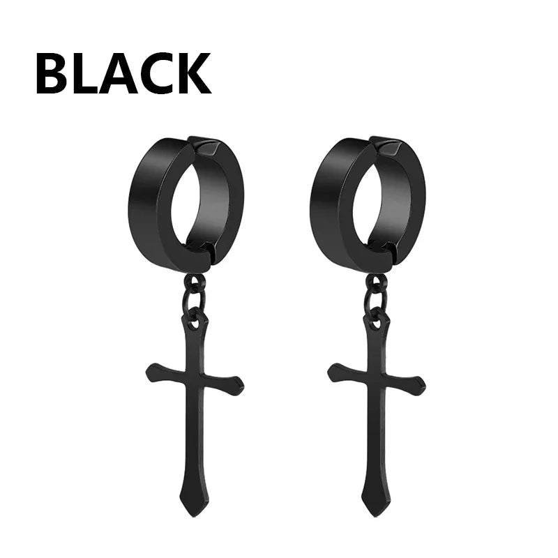 Fashion Cross Pendant Ear Clips Non Piercing Earrings Gift Men Women Jewelry
