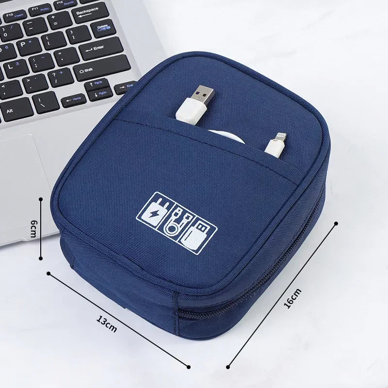 Portable Data Cable Organizer Bag Waterproof Travel Tech Storage Case