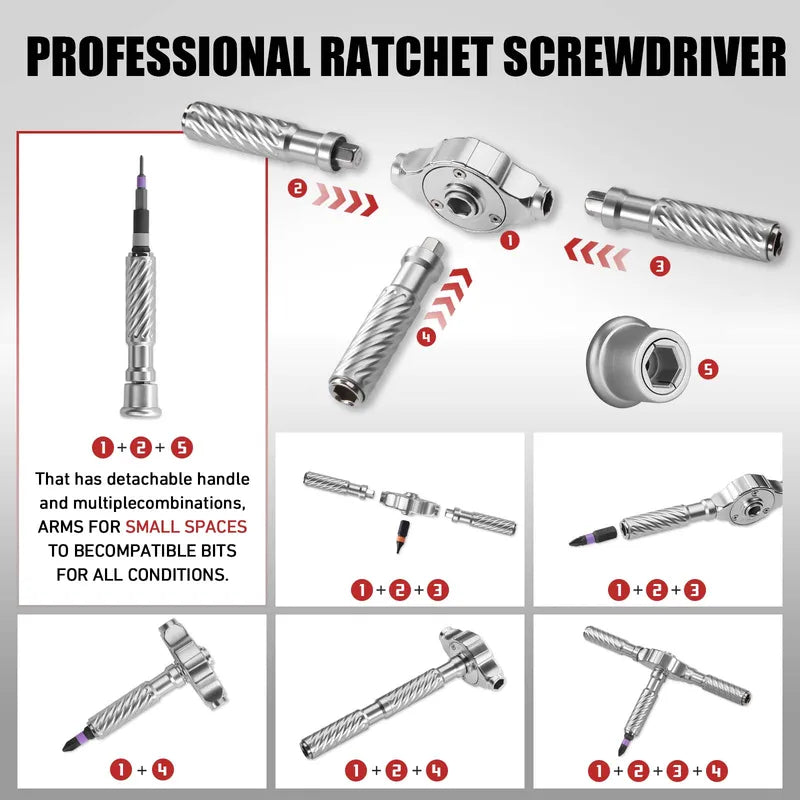 66-in-1 Multifunction Ratchet Screwdriver Set with Magnetic Bits for Electronics and Household Repairs