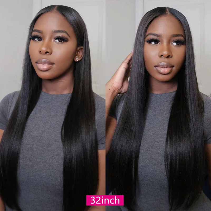 Straight Human Hair Bundles with Closure - Brazilian 20-40 Inch Full Head Set