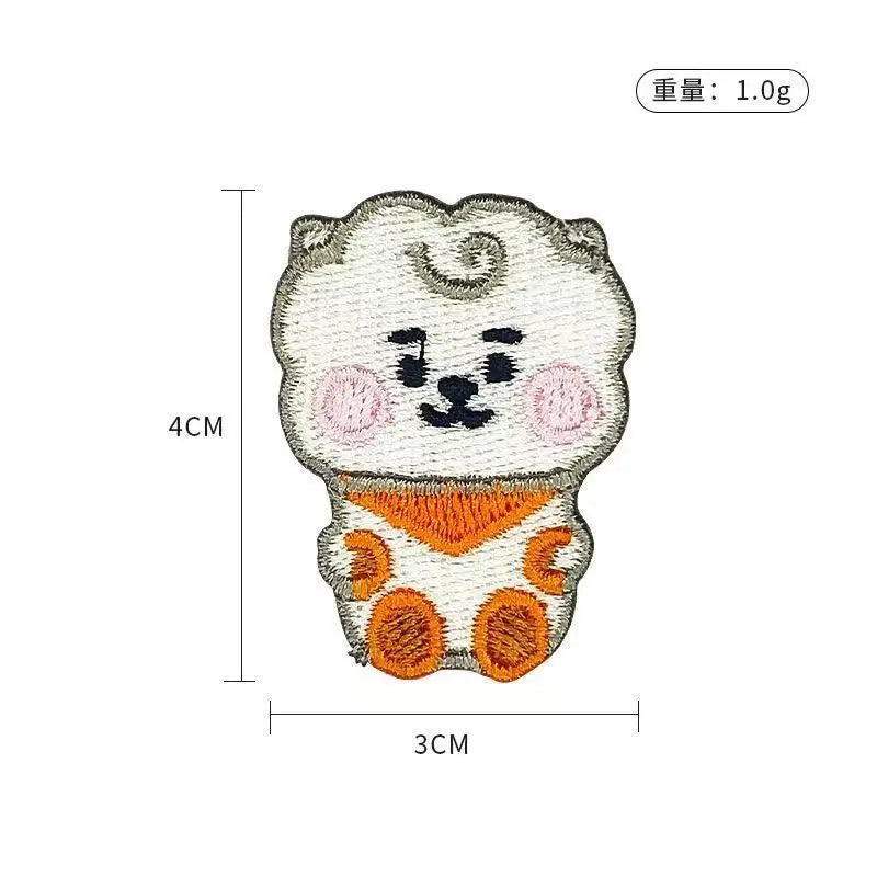 BT21 Cartoon Cute Embroidered Patch Sticker for Clothing Backpack Repair Self-Adhesive Fan Support