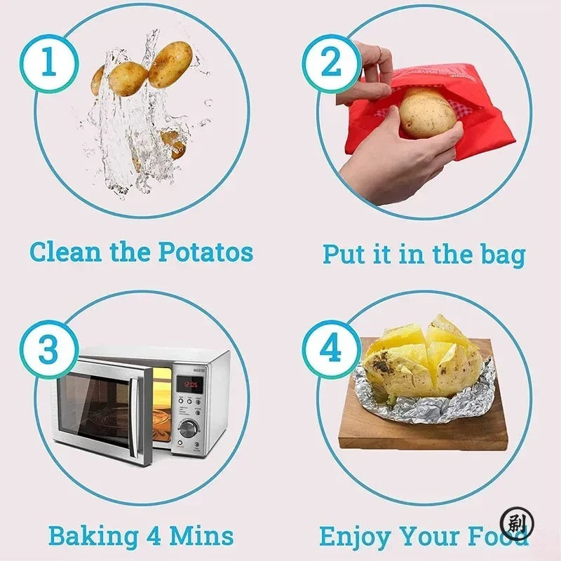 Reusable Microwave Potato Bag Cooker - Quick Baked Potatoes in 4 Minutes